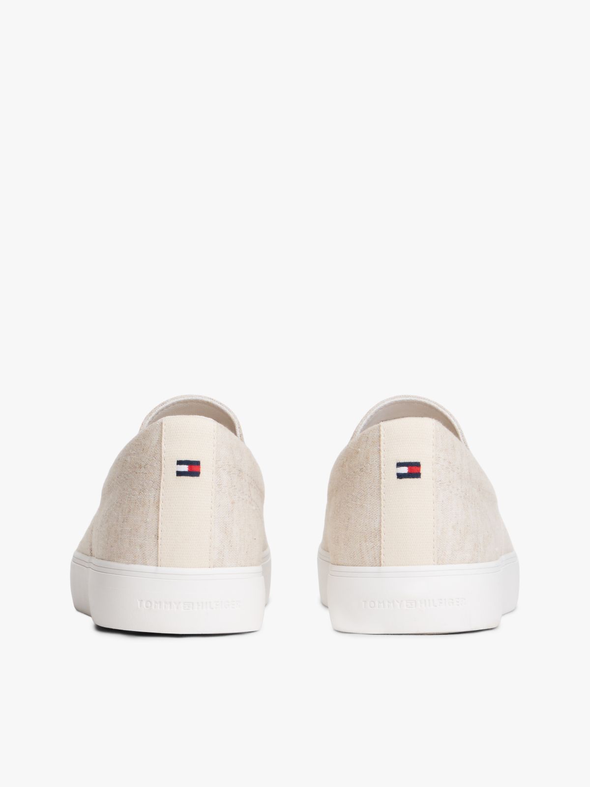 Linen Chambray Jacquard Slip-On Trainers — White