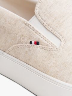 Linen Chambray Jacquard Slip-On Trainers — White 6