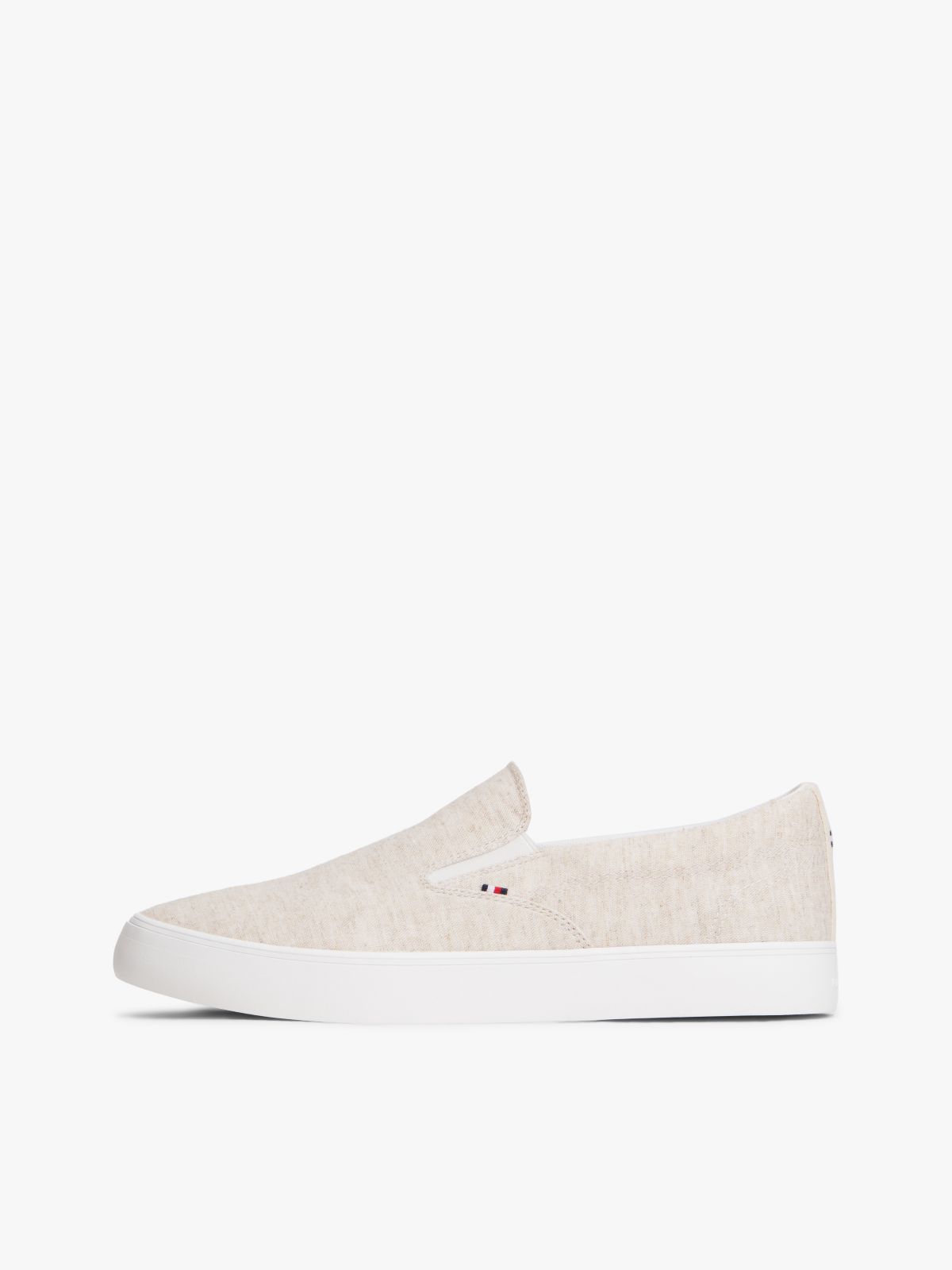 Linen Chambray Jacquard Slip-On Trainers — White