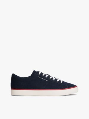 sneakers stringate in rete con logo blue da uomini tommy hilfiger