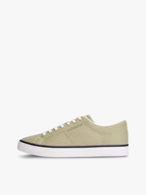 sneakers stringate in rete con logo verde da uomini tommy hilfiger