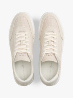 Ventilation Detail Leather Court Trainers — Beige 3