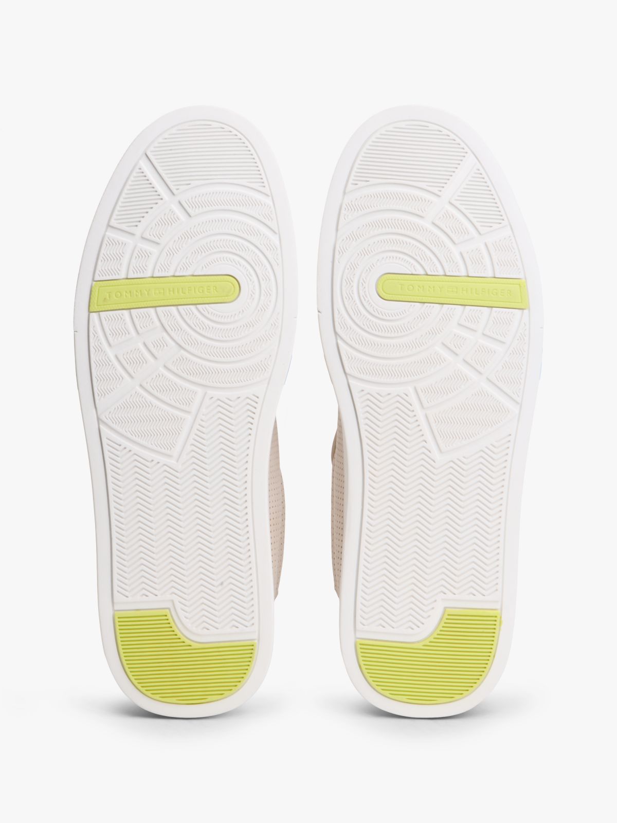 Ventilation Detail Leather Court Trainers — Beige