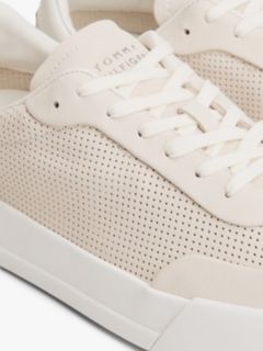Ventilation Detail Leather Court Trainers — Beige 6