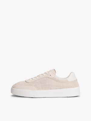 sneakers sportive in pelle beige da uomini tommy hilfiger