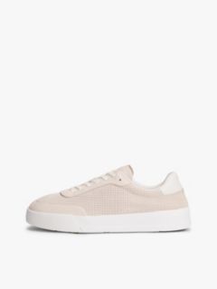 Ventilation Detail Leather Court Trainers — Beige 7