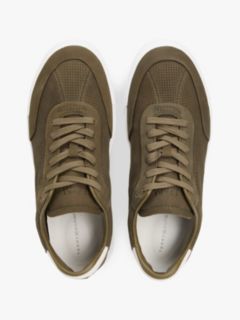 Ventilation Detail Leather Court Trainers — Green 3