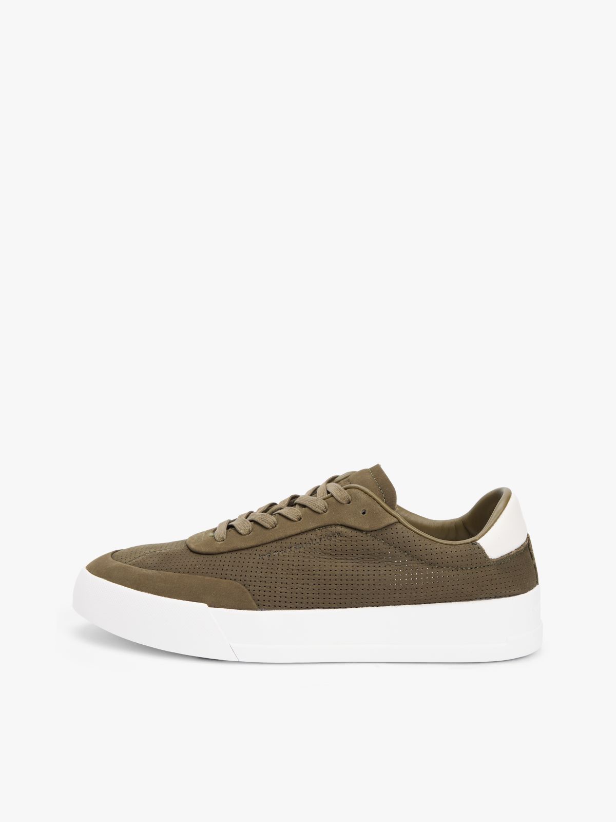Ventilation Detail Leather Court Trainers — Green