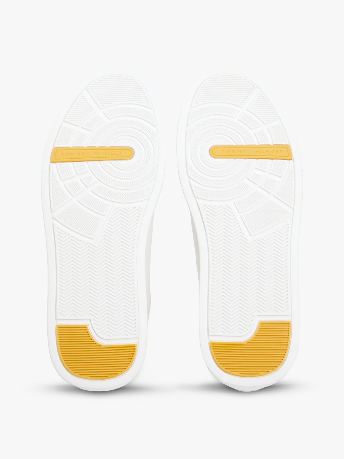 Contrast Panel Leather Court Trainers — White