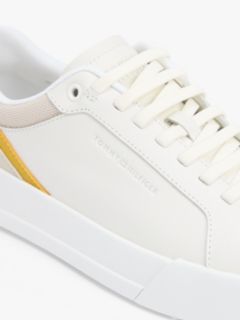 Contrast Panel Leather Court Trainers — White 6