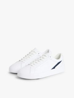 Contrast Panel Leather Court Trainers — White 2