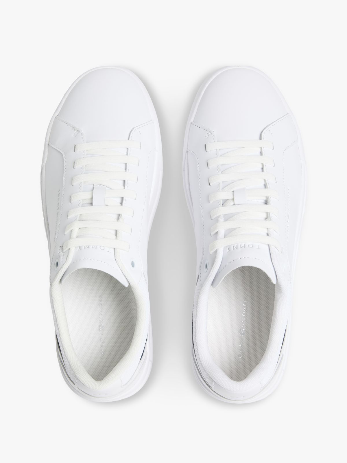 Contrast Panel Leather Court Trainers — White