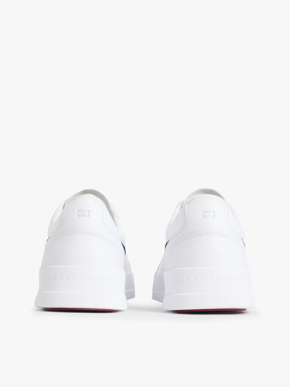 Contrast Panel Leather Court Trainers — White