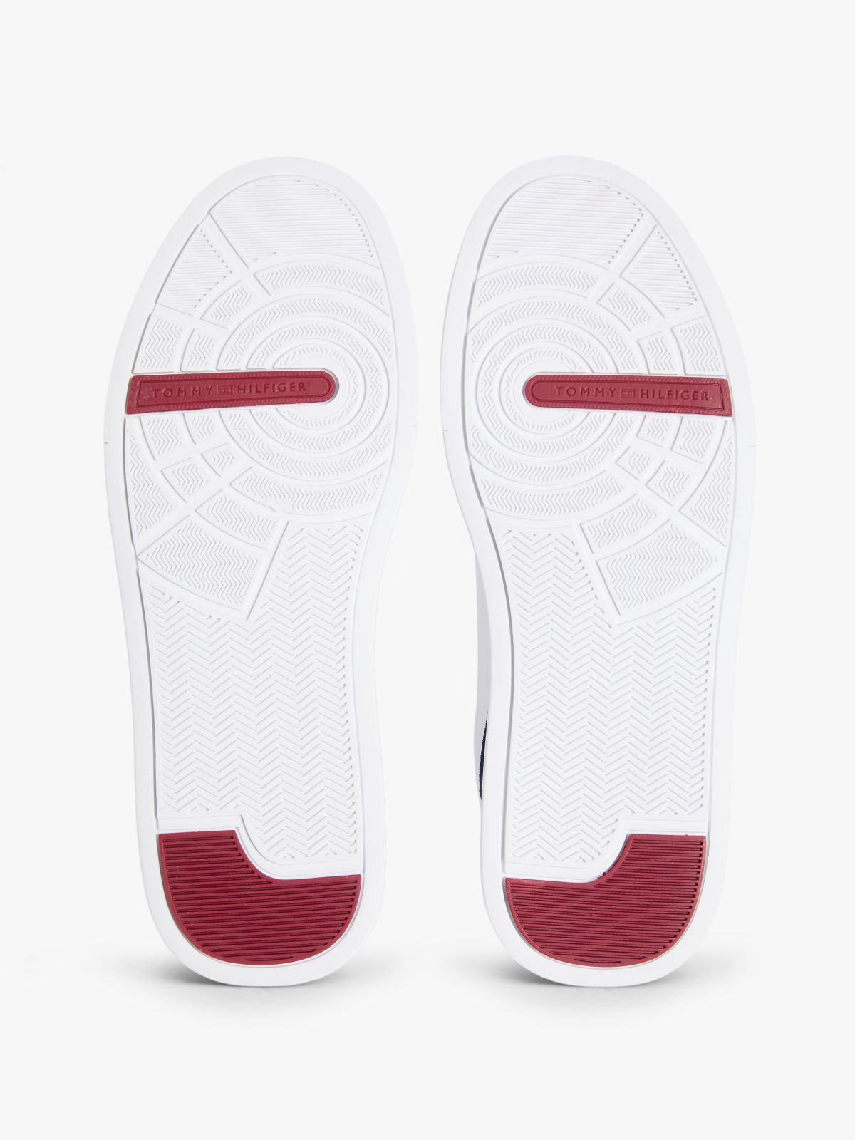 Contrast Panel Leather Court Trainers — White