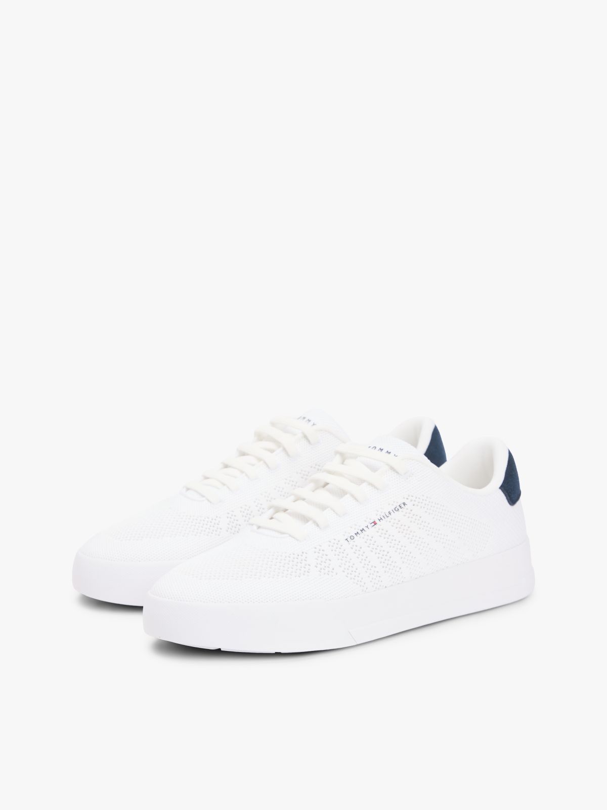 Logo Knit Court Trainers — White