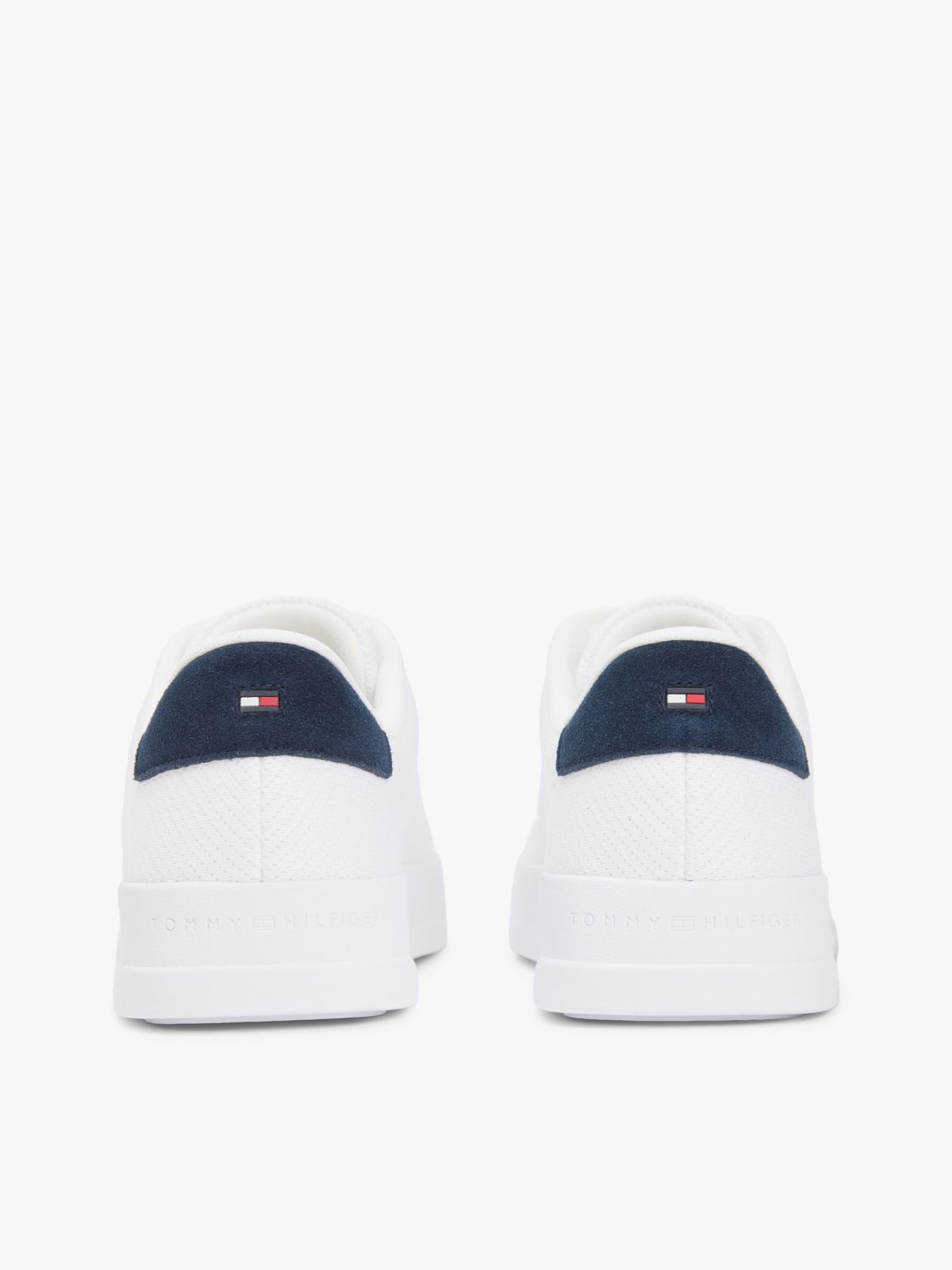 Logo Knit Court Trainers — White