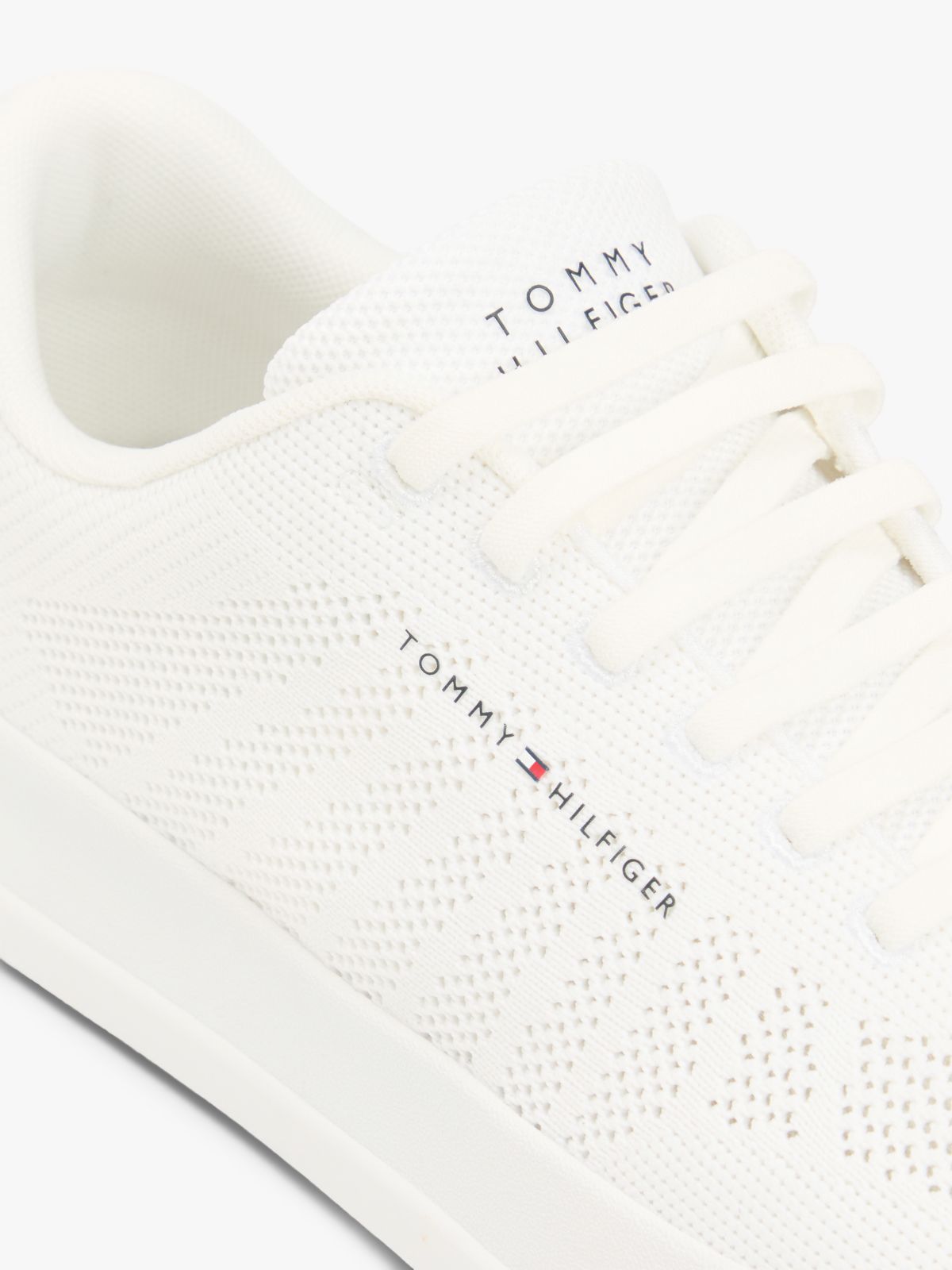 Logo Knit Court Trainers — White