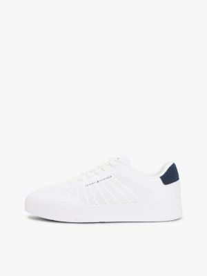 white logo knit court trainers for men tommy hilfiger