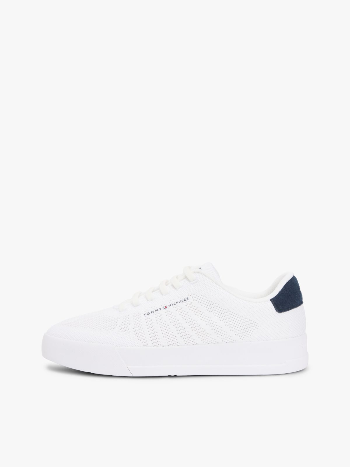 Logo Knit Court Trainers — White