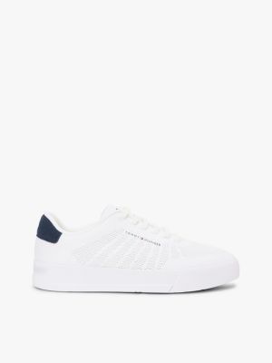 white logo knit court trainers for men tommy hilfiger