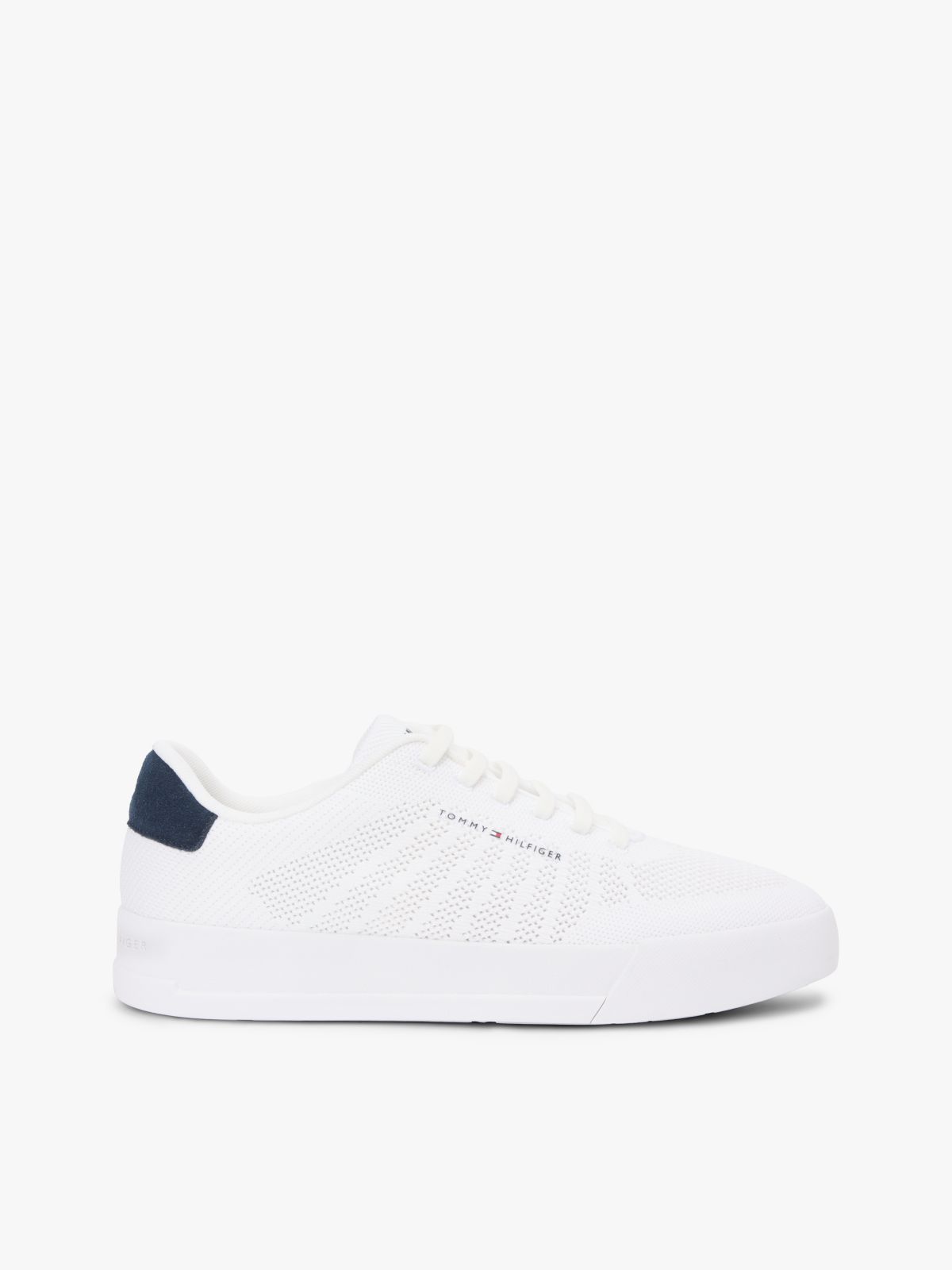 Logo Knit Court Trainers — White