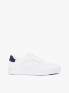 Logo Knit Court Trainers — White 1