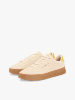 Contrast Heel Suede Court Trainers — Beige 2