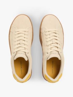 Contrast Heel Suede Court Trainers — Beige 3