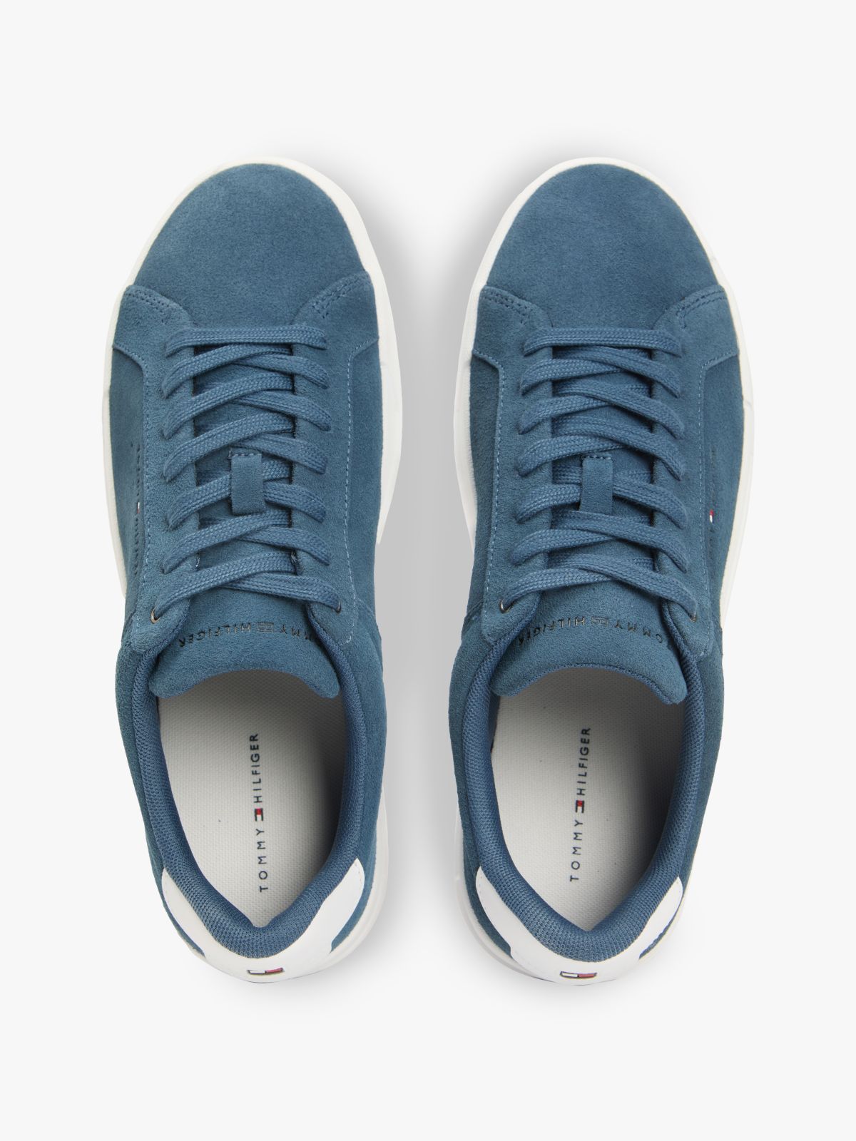 Contrast Heel Suede Court Trainers — Blue