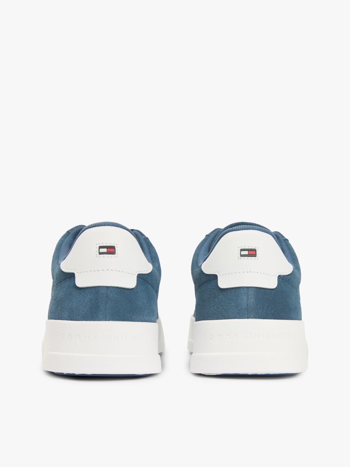 Contrast Heel Suede Court Trainers — Blue