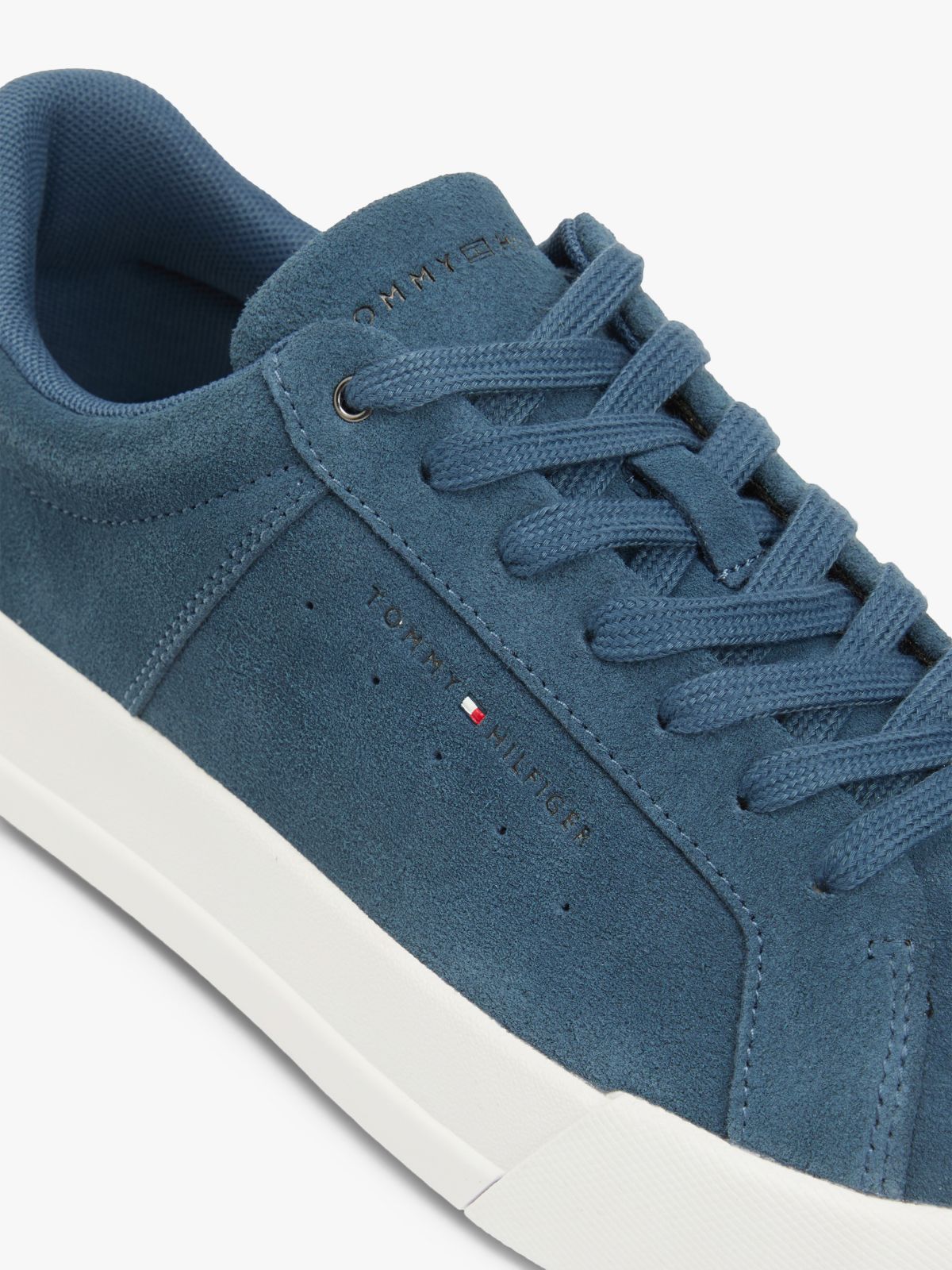 Contrast Heel Suede Court Trainers — Blue