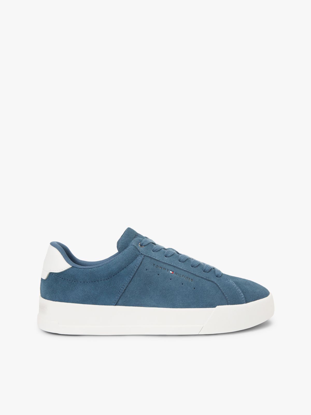 Contrast Heel Suede Court Trainers — Blue