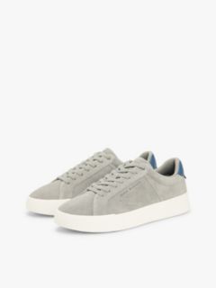 Contrast Heel Suede Court Trainers — Grey 2