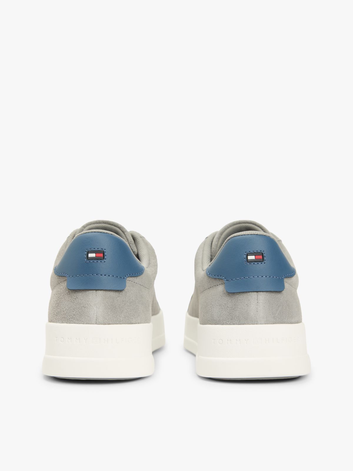 Contrast Heel Suede Court Trainers — Grey