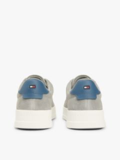 Contrast Heel Suede Court Trainers — Grey 4