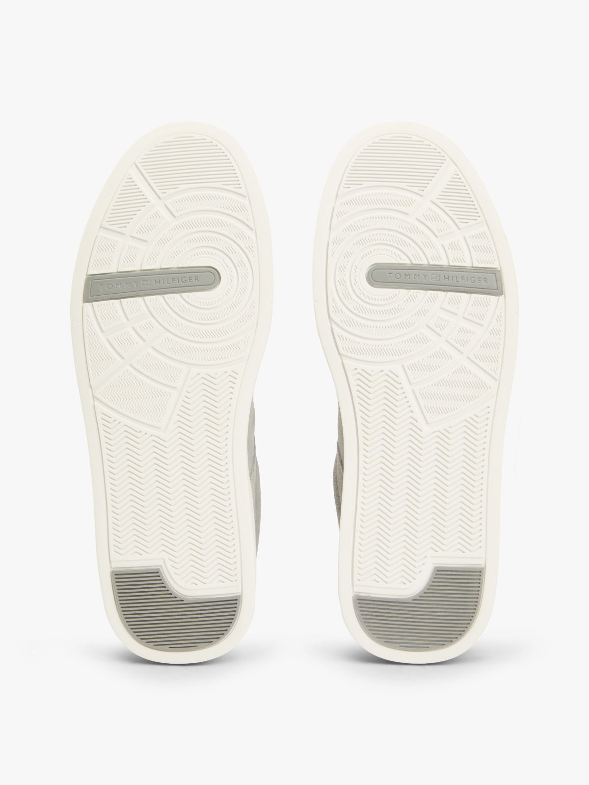 Contrast Heel Suede Court Trainers — Grey