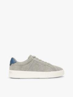 Contrast Heel Suede Court Trainers — Grey 1