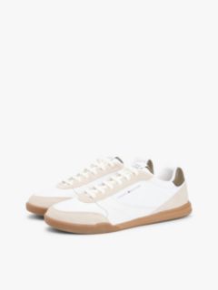 Mixed Texture Cupsole Trainers With Leather — Beige 2