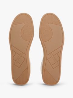 Mixed Texture Cupsole Trainers With Leather — Beige 5