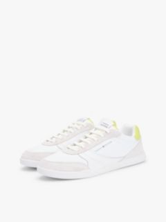 Mixed Texture Cupsole Trainers With Leather — Green 2