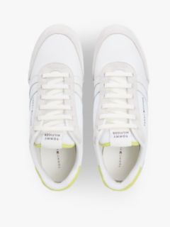 Mixed Texture Cupsole Trainers With Leather — Green 3