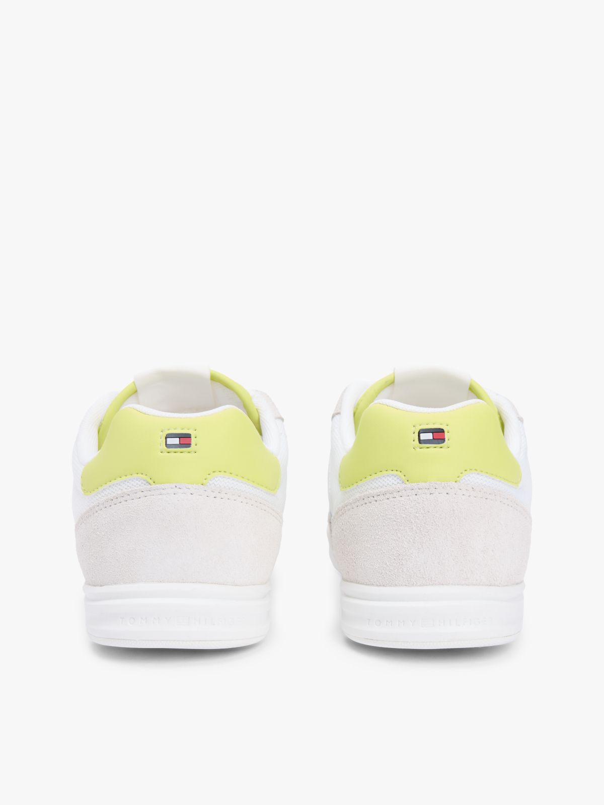 Mixed Texture Cupsole Trainers With Leather — Green