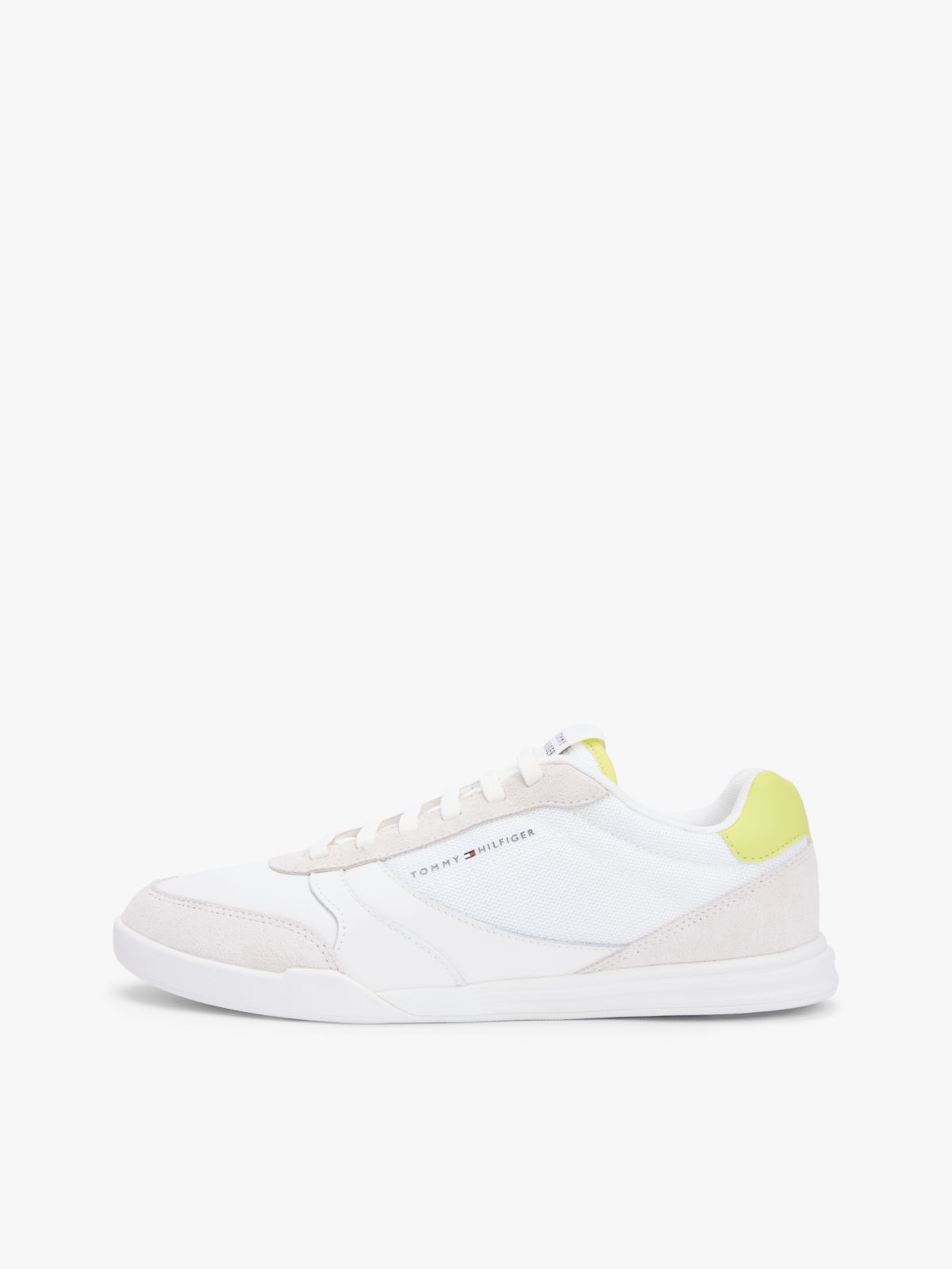 Mixed Texture Cupsole Trainers With Leather — Green