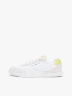 Mixed Texture Cupsole Trainers With Leather — Green 7