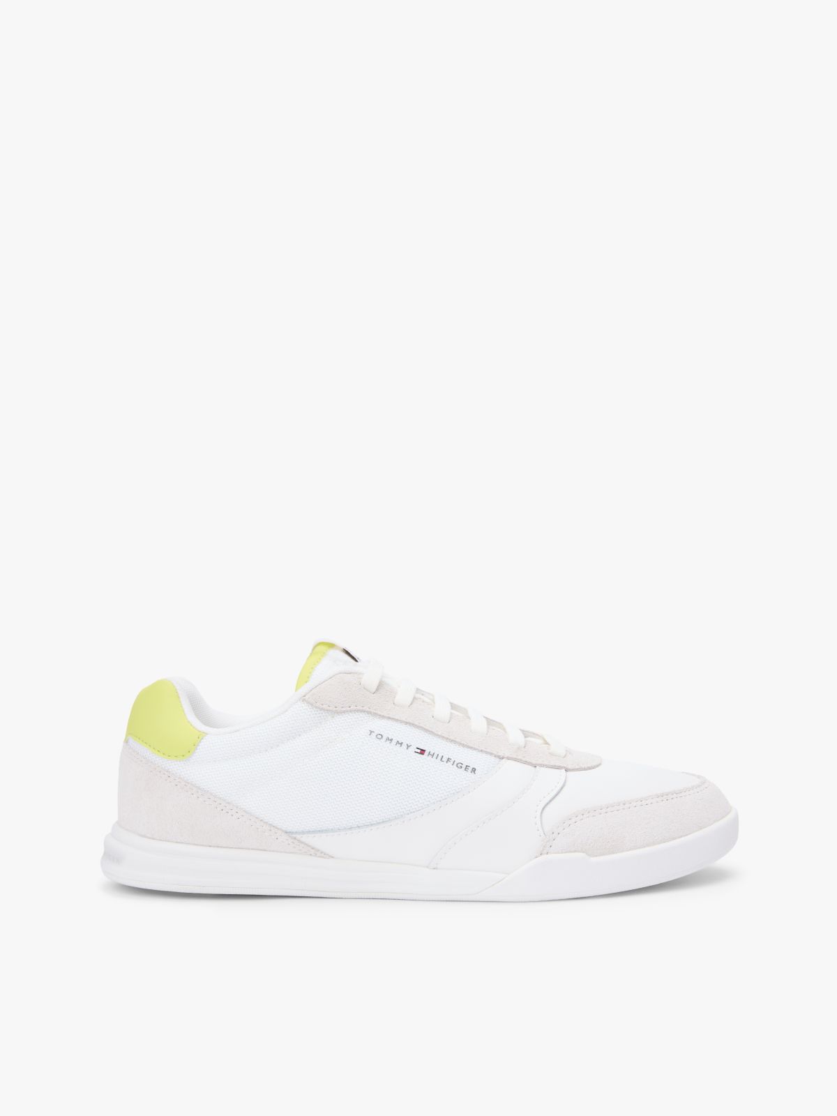 Mixed Texture Cupsole Trainers With Leather — Green