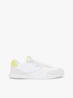 Mixed Texture Cupsole Trainers With Leather — Green 1