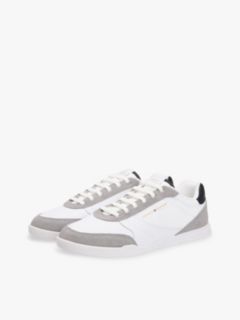 Mixed Texture Cupsole Trainers With Leather — White 2
