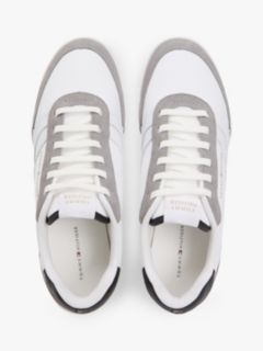 Mixed Texture Cupsole Trainers With Leather — White 3
