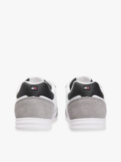 Mixed Texture Cupsole Trainers With Leather — White 4