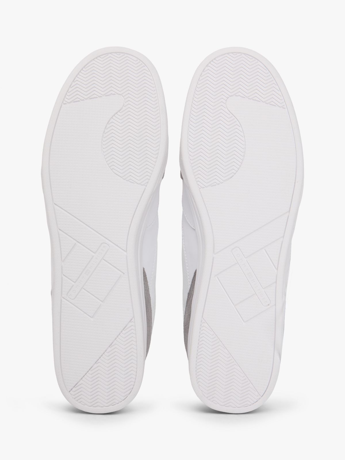 Mixed Texture Cupsole Trainers With Leather — White